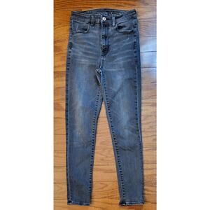 American Eagle Women Size 4 Next Level Stretch Distressed Hi Rise Jegging Gray